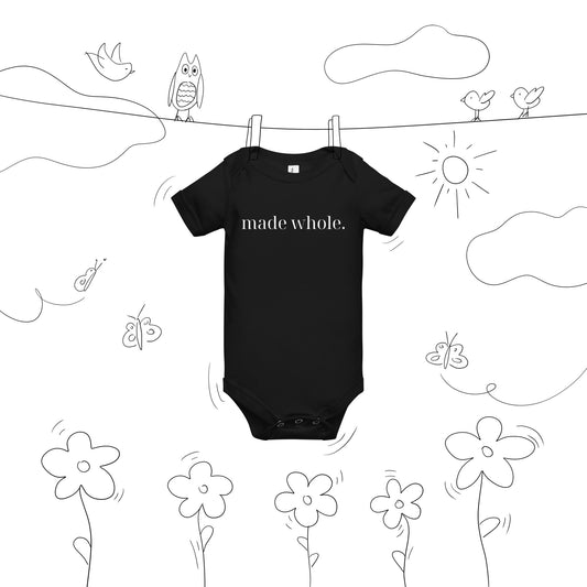 "made whole." Baby short sleeve one piece